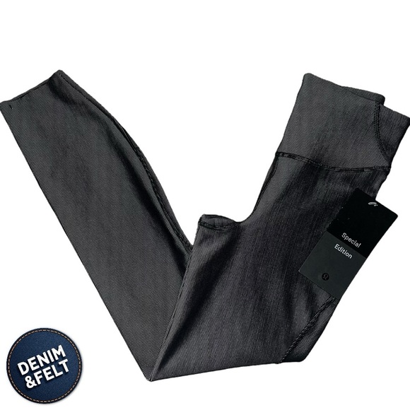 Lululemon Base Pace High-Rise Tight 25" *Two-Tone Ribbed Black / Gull Grey | NEW - Picture 3 of 13